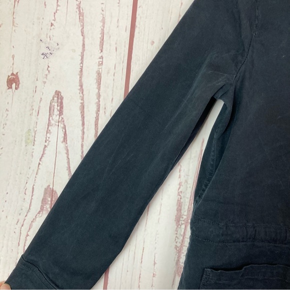 Lucky Brand M Medium Navy Blue Denim Jacket Pockets Button Zip Distressed Faded - Picture 3 of 9